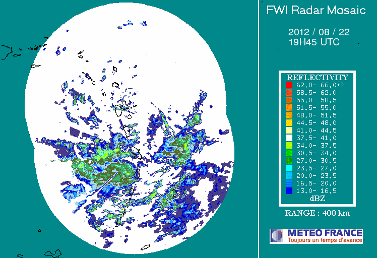 French Antilles Radar Animation for TD9/Isaac (Aug 2012) Approach