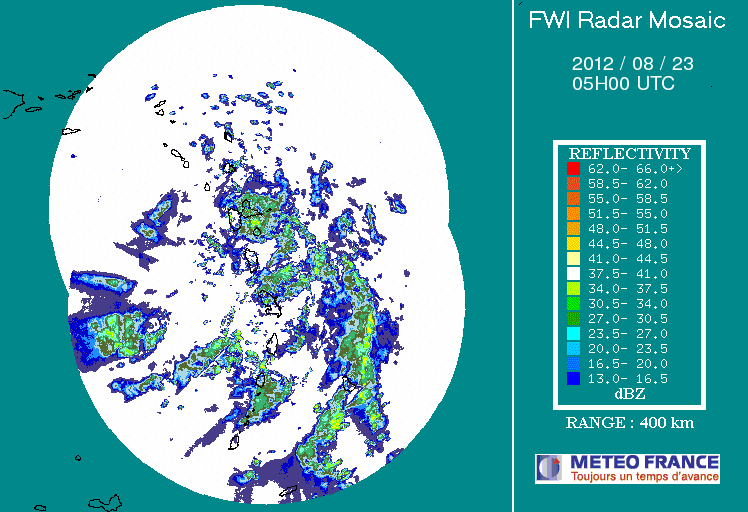 French Antilles Radar Animation for TD9/Isaac (Aug 2012) Approach