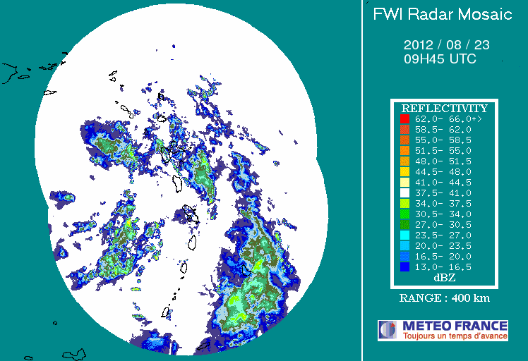 French Antilles Radar Animation for TD9/Isaac (Aug 2012) Approach