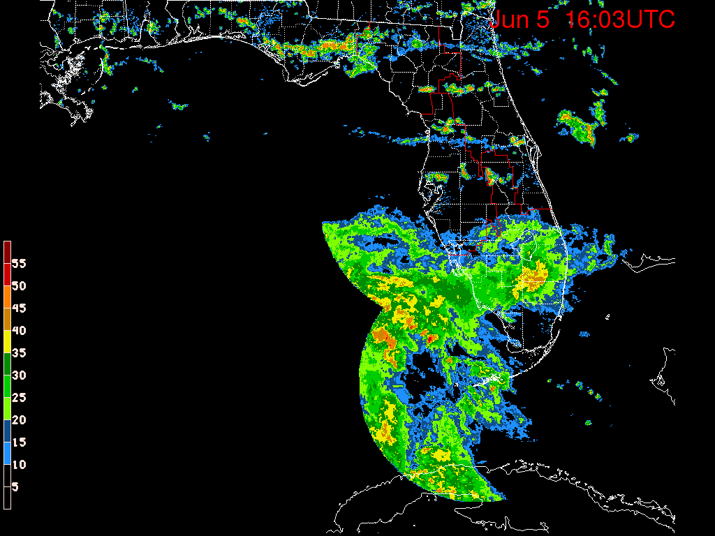 Florida Radar Recording From SFWMD for Andrea (June 2013) Approach