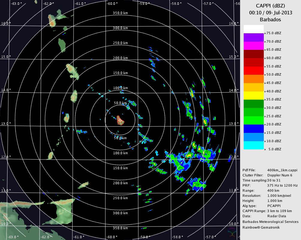 Barbados 400KM Radar for Chantal (Jul 2013) Approach Barbados 400KM Radar for Chantal (Jul 2013) Approach