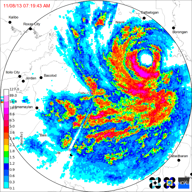Western Pacific Typhoon Haiyan landfall radar