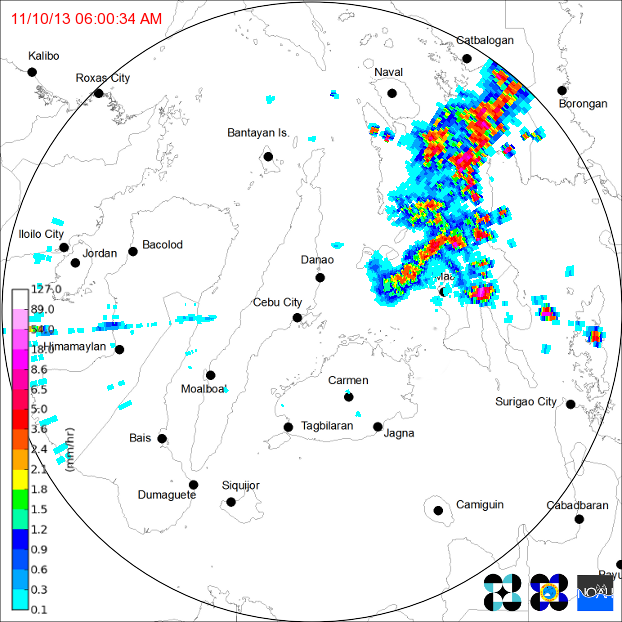 Western Pacific Typhoon Haiyan landfall radar