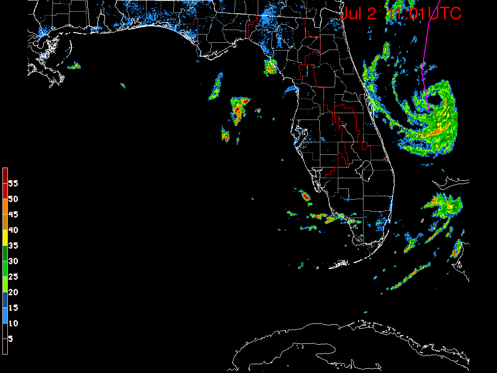 Florida Radar Recording From SFWMD for TD#1  (June-July 2014) Approach