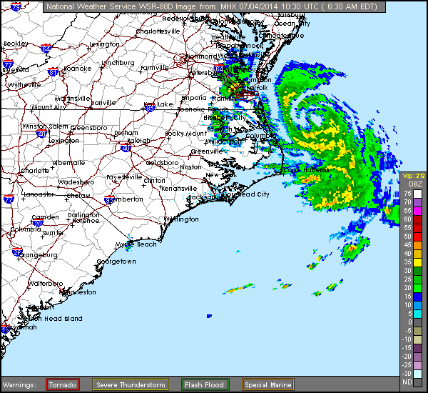 NC Radar Recording of Arthur (2014) Approach