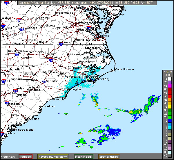 NC Radar Recording of Arthur (2014) Approach