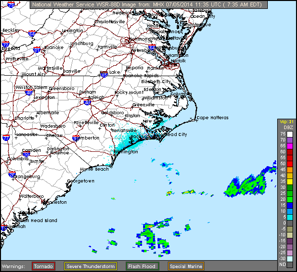 NC Radar Recording of Arthur (2014) Approach