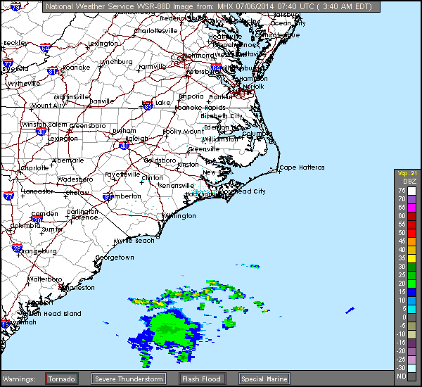 NC Radar Recording of Arthur (2014) Approach
