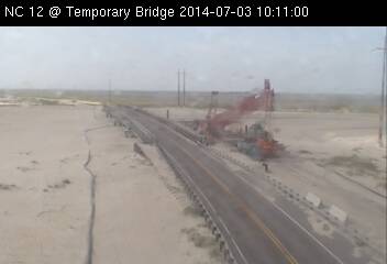 NCDOT camera looking at the NC 12 Temporary Bridge on the OBX Arthur (2014)