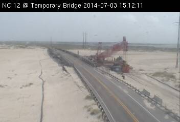 NCDOT camera looking at the NC 12 Temporary Bridge on the OBX Arthur (2014)