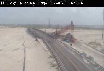 NCDOT camera looking at the NC 12 Temporary Bridge on the OBX Arthur (2014)