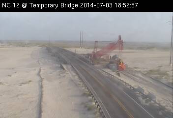 NCDOT camera looking at the NC 12 Temporary Bridge on the OBX Arthur (2014)