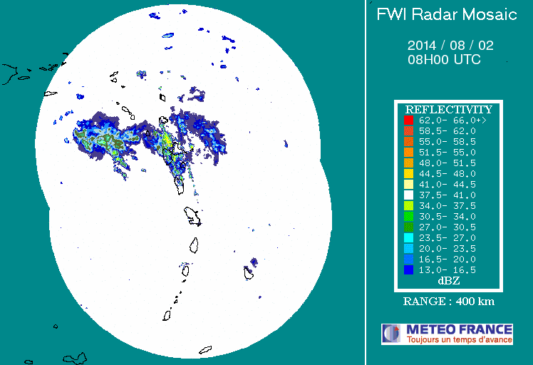 French Antilles Radar Animation for Bertha (Aug 2014) Approach