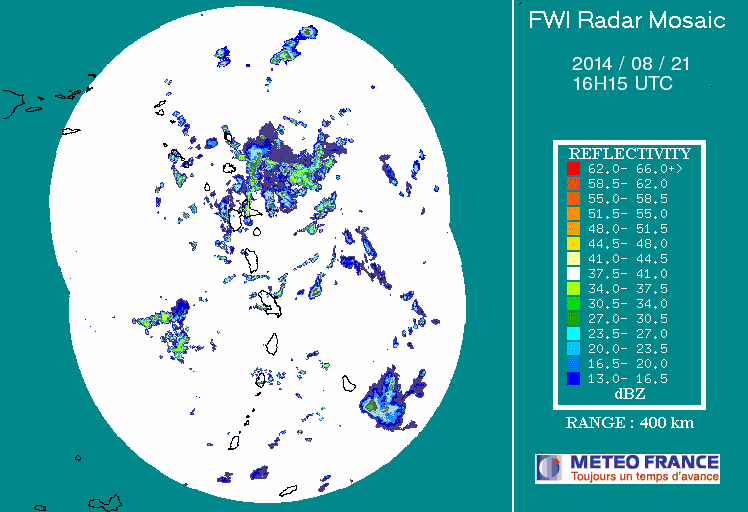 French Antilles Radar Animation for 96L (Aug 2014) Approach