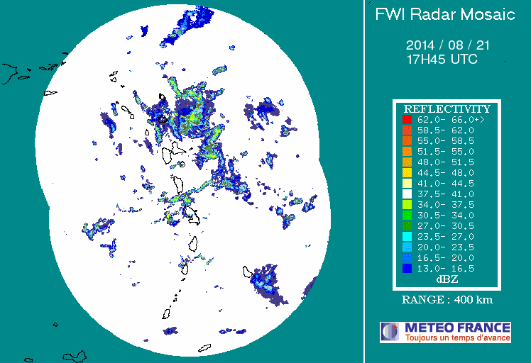 French Antilles Radar Animation for 96L (Aug 2014) Approach