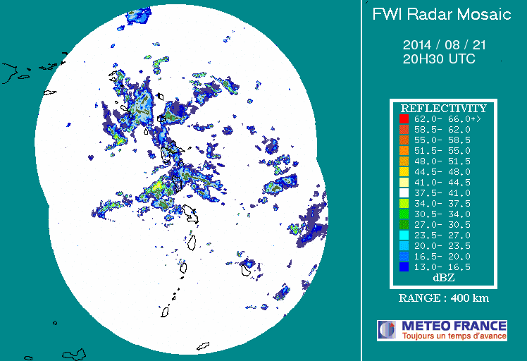 French Antilles Radar Animation for 96L (Aug 2014) Approach
