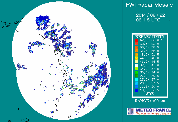 French Antilles Radar Animation for 96L (Aug 2014) Approach