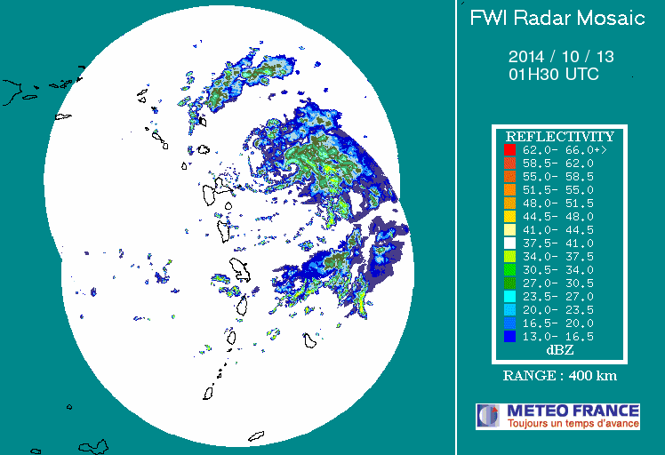 French Antilles Radar Animation for Gonzalo (Oct 2014) Approach