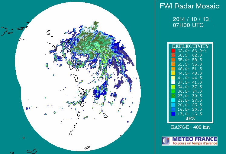 French Antilles Radar Animation for Gonzalo (Oct 2014) Approach