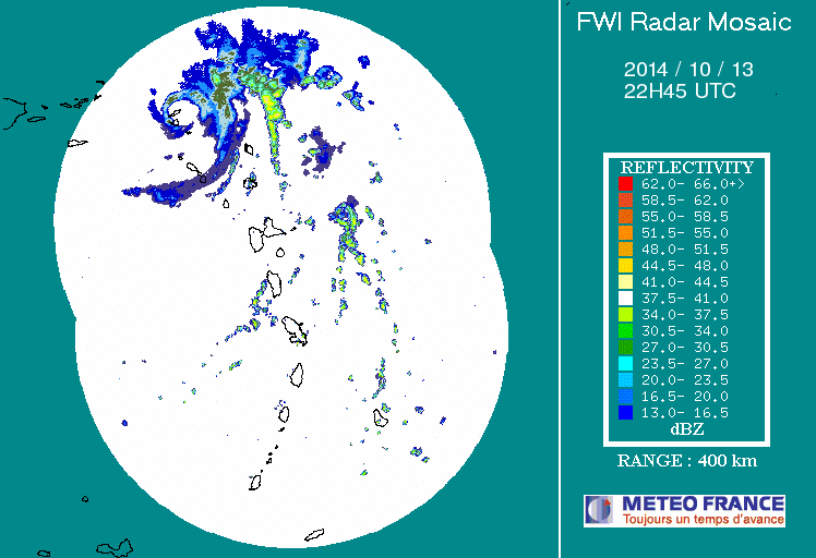 French Antilles Radar Animation for Gonzalo (Oct 2014) Approach