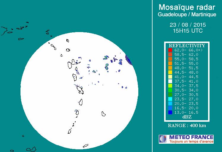 French Antilles Radar Animation for Danny (Aug 2015) Approach