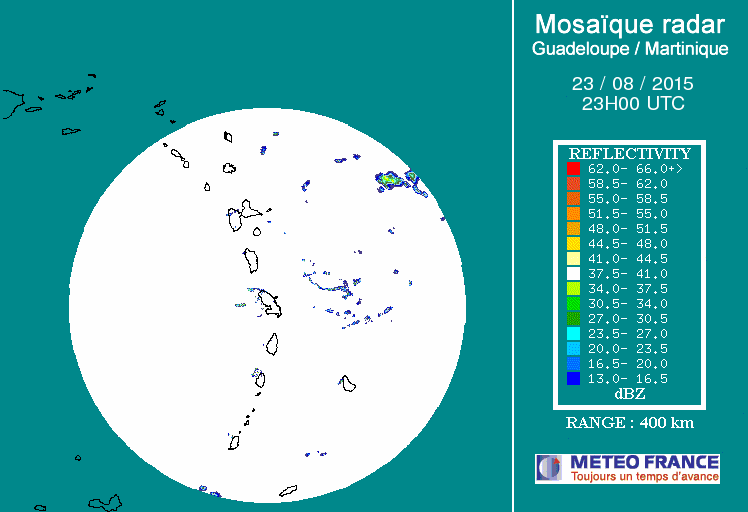 French Antilles Radar Animation for Danny (Aug 2015) Approach