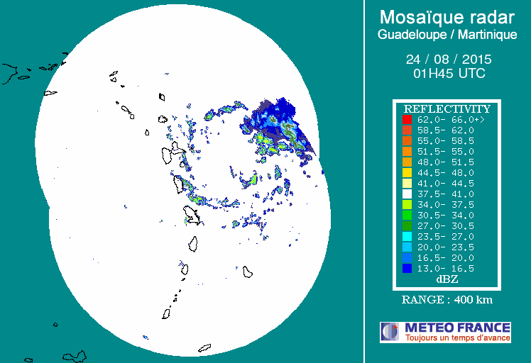 French Antilles Radar Animation for Danny (Aug 2015) Approach