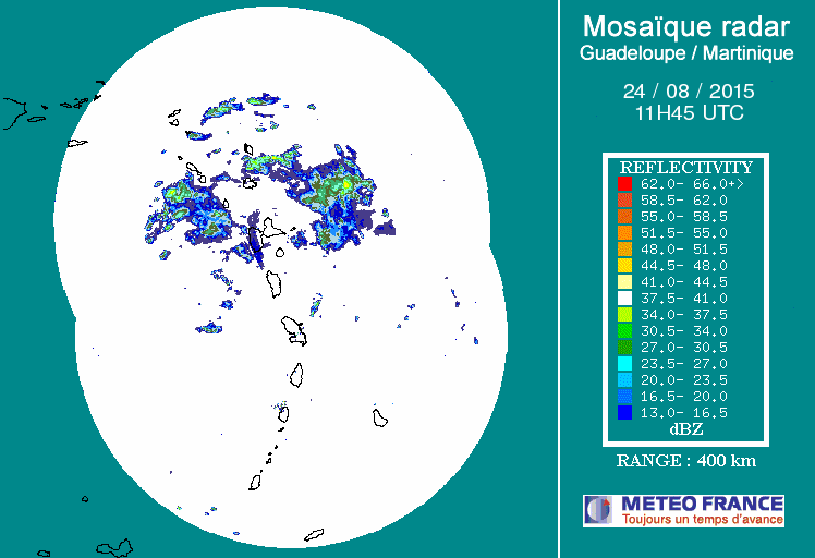 French Antilles Radar Animation for Danny (Aug 2015) Approach