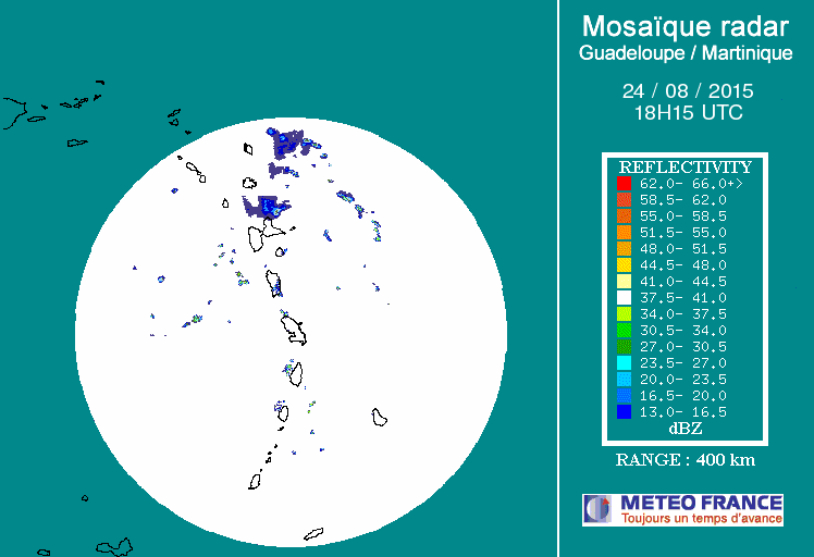 French Antilles Radar Animation for Danny (Aug 2015) Approach