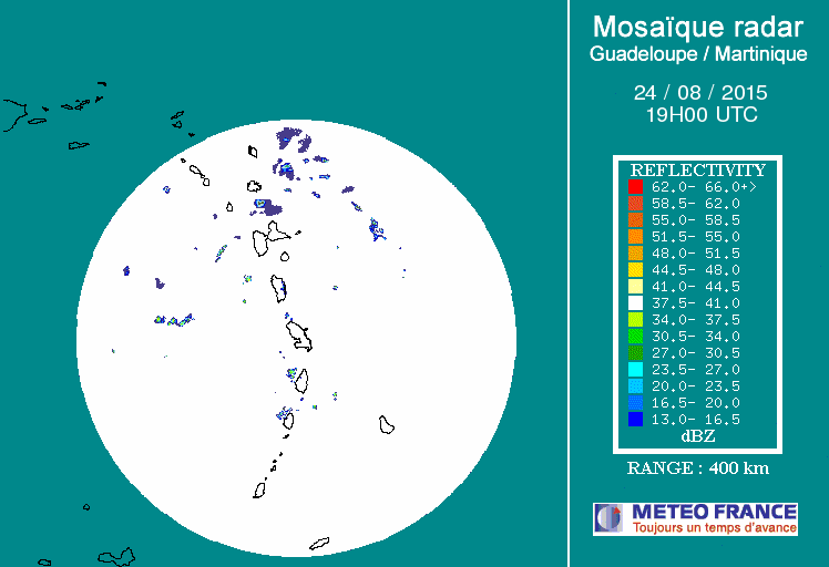 French Antilles Radar Animation for Danny (Aug 2015) Approach