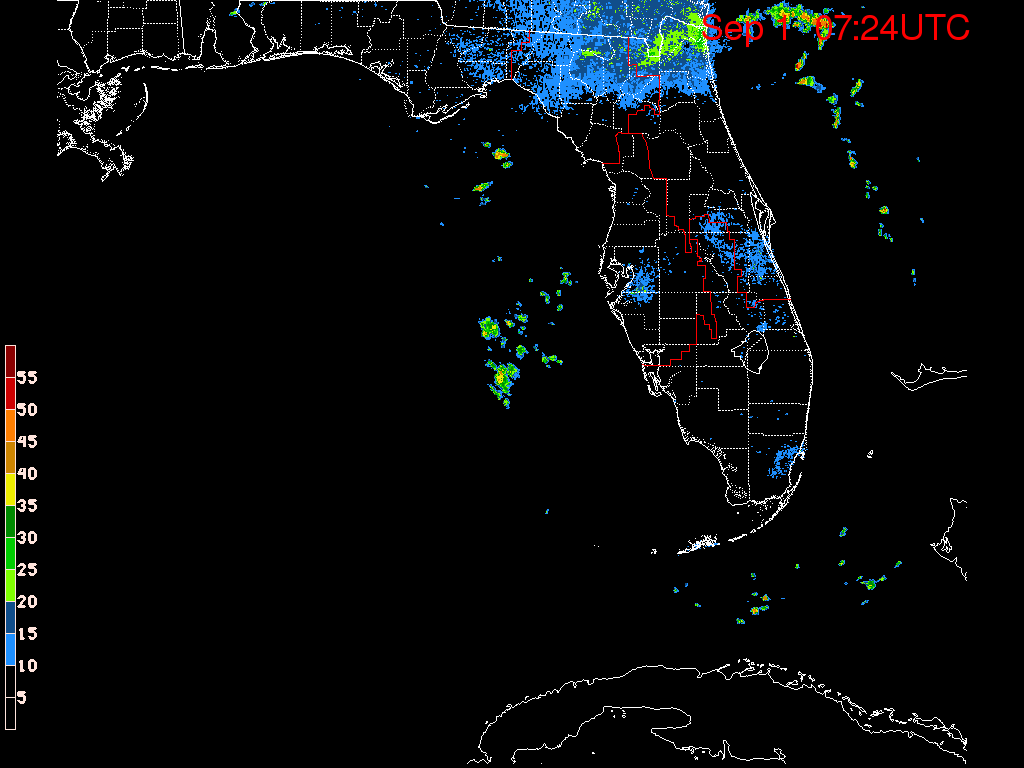 Florida Radar Recording From SFWMD for Erika (2015) Approach