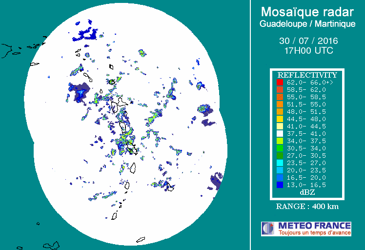 French Antilles Radar Animation for 97L (Jul/aug 2016) Approach