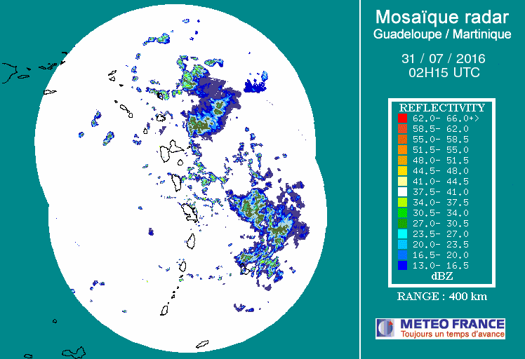 French Antilles Radar Animation for 97L (Jul/aug 2016) Approach
