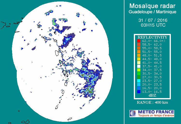 French Antilles Radar Animation for 97L (Jul/aug 2016) Approach