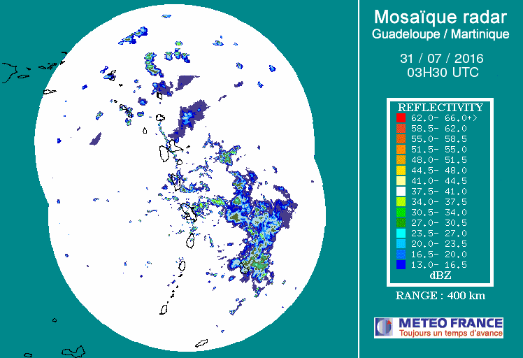 French Antilles Radar Animation for 97L (Jul/aug 2016) Approach