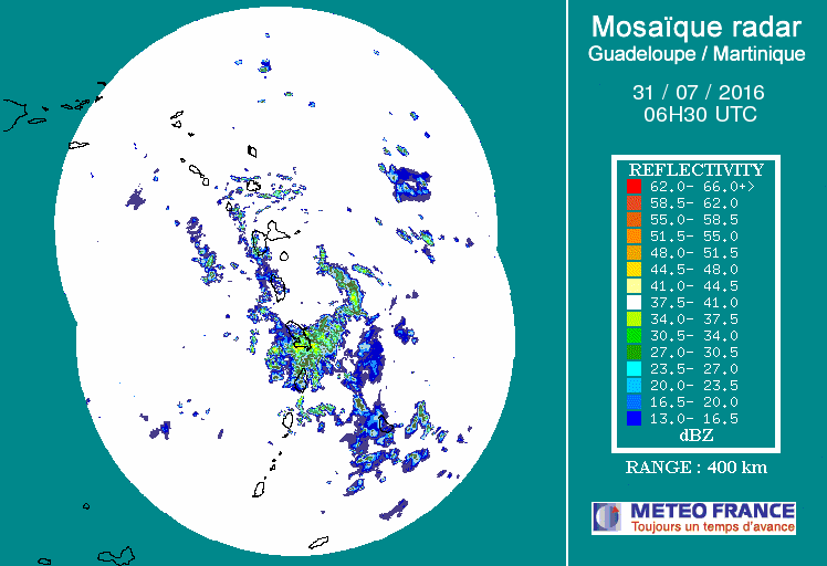 French Antilles Radar Animation for 97L (Jul/aug 2016) Approach
