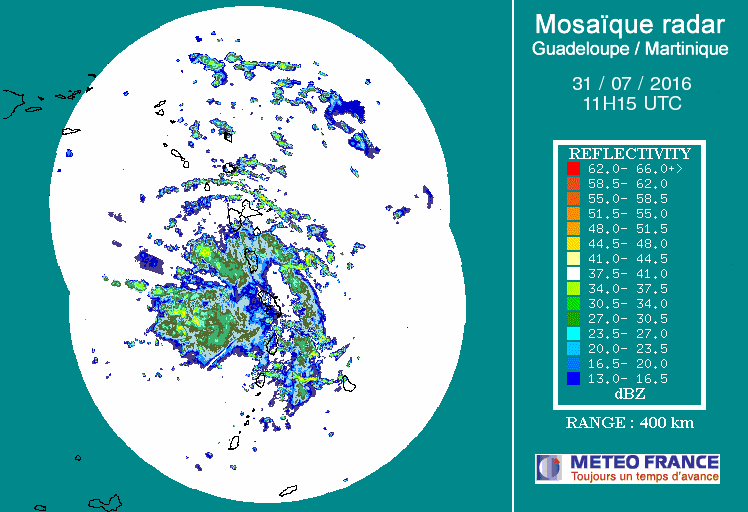 French Antilles Radar Animation for 97L (Jul/aug 2016) Approach