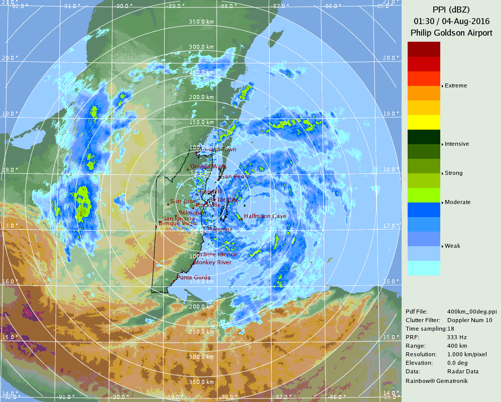 Belize Radar Recording for Earl (2016) Approach