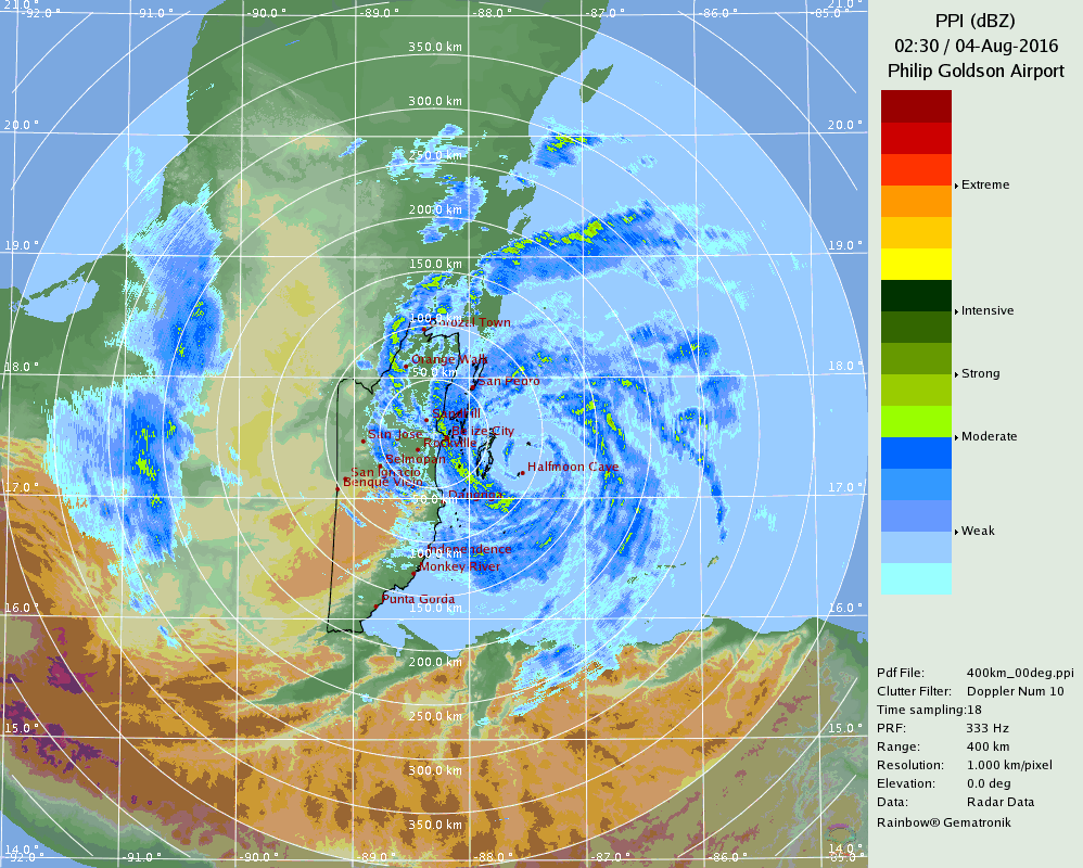 Belize Radar Recording for Earl (2016) Approach