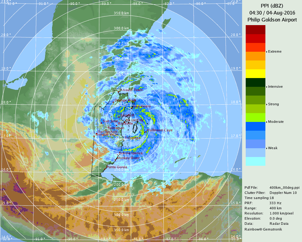 Belize Radar Recording for Earl (2016) Approach