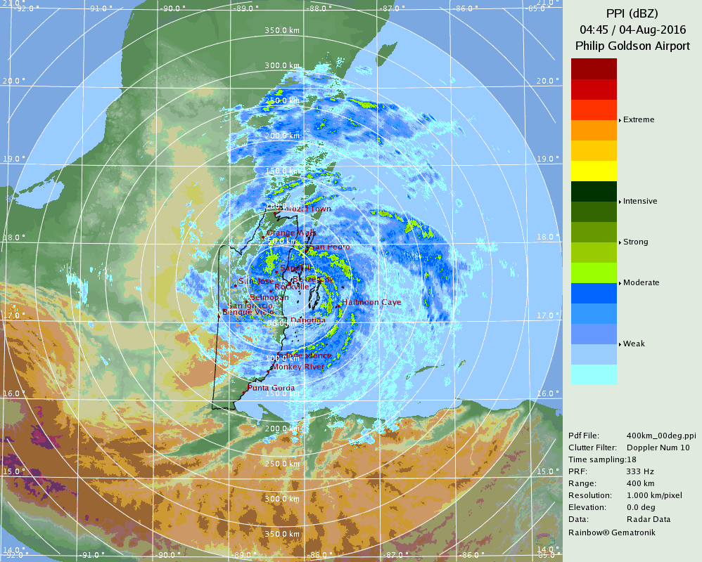 Belize Radar Recording for Earl (2016) Approach