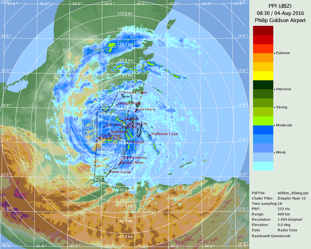 Belize Radar Recording for Earl (2016) Approach