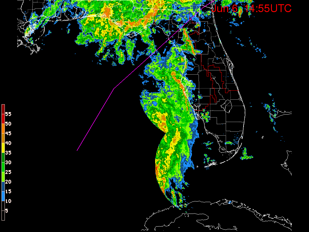 Florida Radar Recording From SFWMD for Tropical Storm Colin (June 2016) Approach