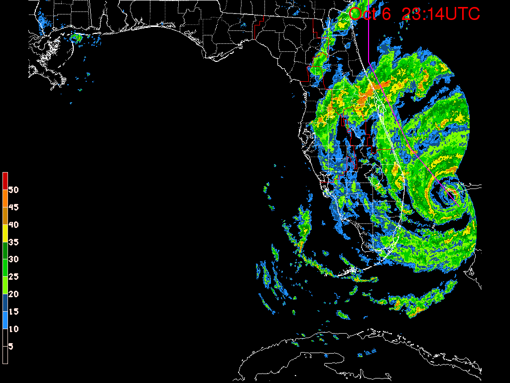 Florida Radar Recording From SFWMD for Matthew (2016) Florida Approach