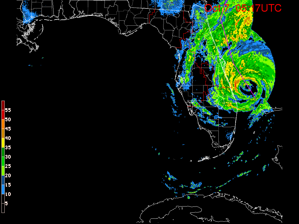 Florida Radar Recording From SFWMD for Matthew (2016) Florida Approach