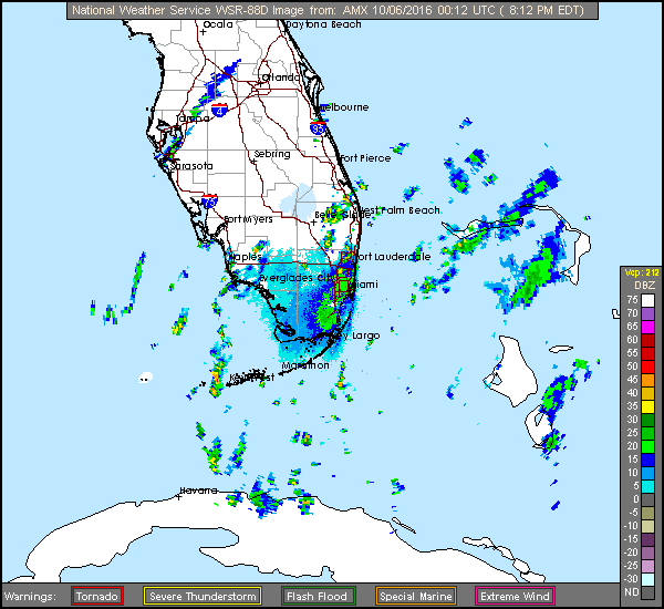 Long Range Miami/MLB/JAX Radar Recording of Matthew (2016) Approach