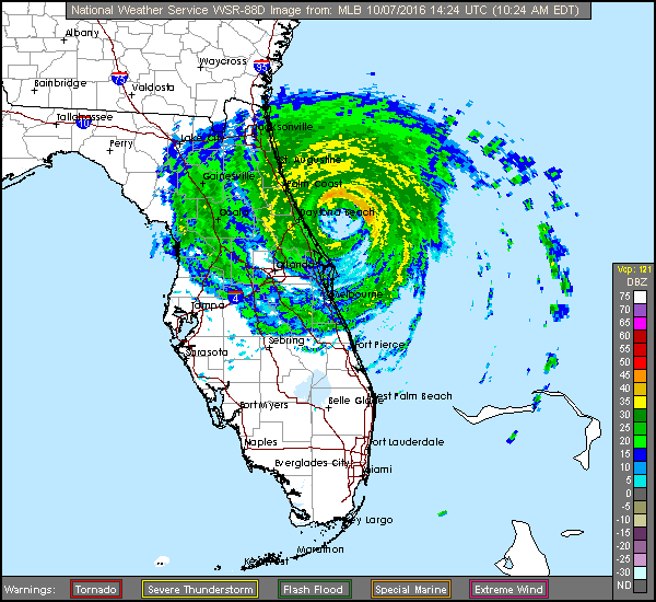 Long Range Miami/MLB/JAX Radar Recording of Matthew (2016) Approach