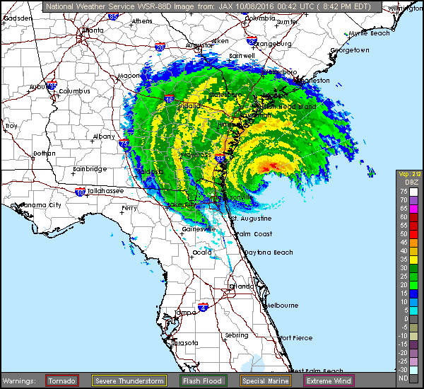 Long Range Miami/MLB/JAX Radar Recording of Matthew (2016) Approach