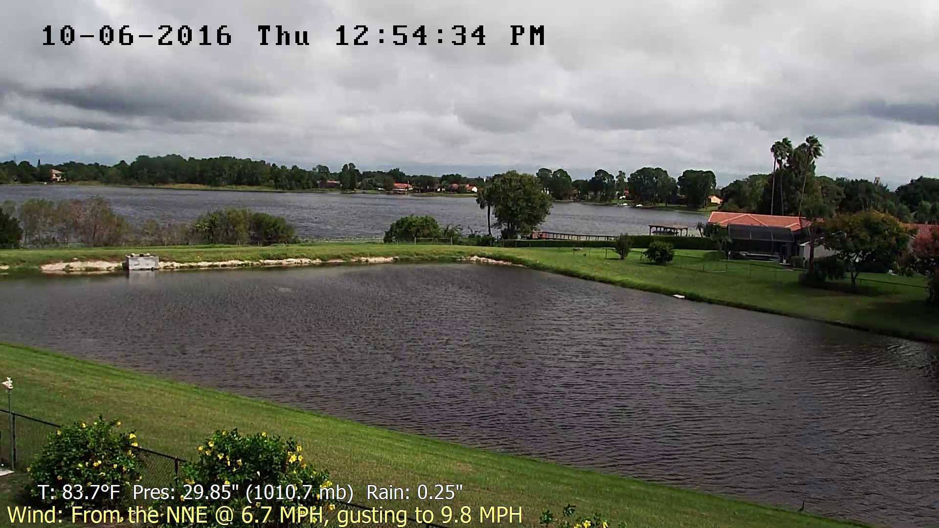 Flhurricane Orlando Lake Marsha Cam recording approach of Matthew (2016)