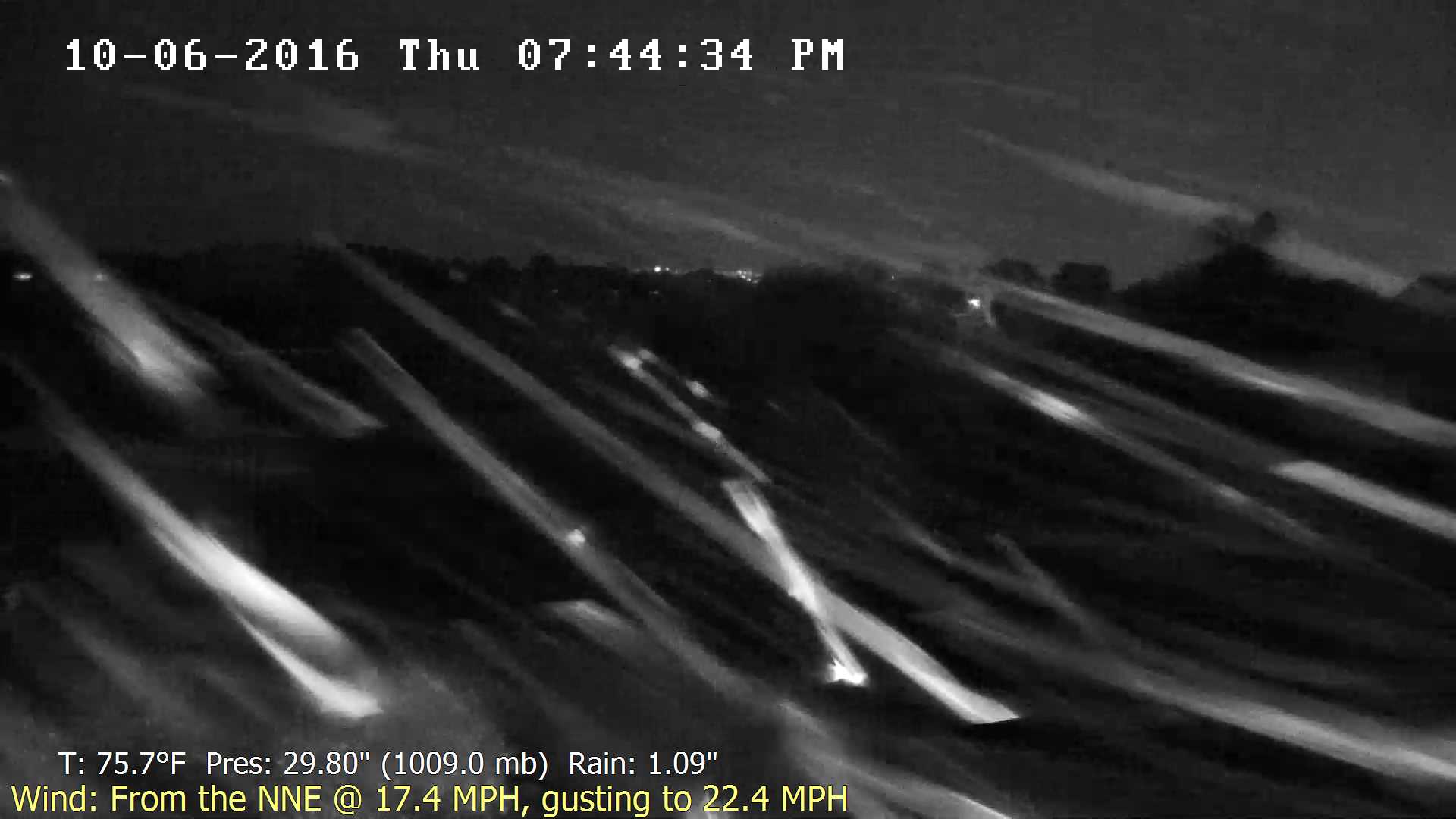 Flhurricane Orlando Lake Marsha Cam recording approach of Matthew (2016)
